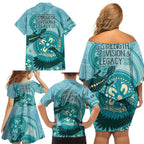 NAIDOC 2025 Strength Vision & Legacy Family Matching Off Shoulder Short Dress and Hawaiian Shirt Future Dreaming - Teal
