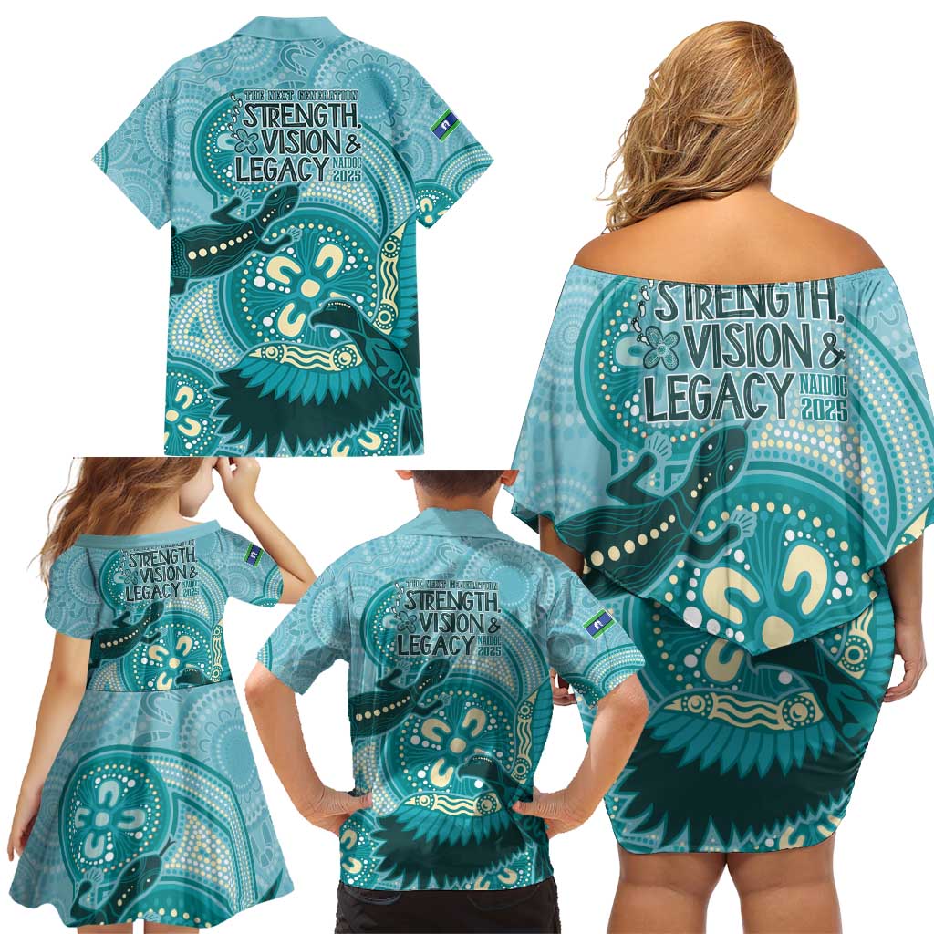 NAIDOC 2025 Strength Vision & Legacy Family Matching Off Shoulder Short Dress and Hawaiian Shirt Future Dreaming - Teal