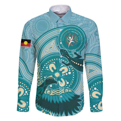 NAIDOC 2025 Strength Vision & Legacy Family Matching Off Shoulder Short Dress and Hawaiian Shirt Future Dreaming - Teal