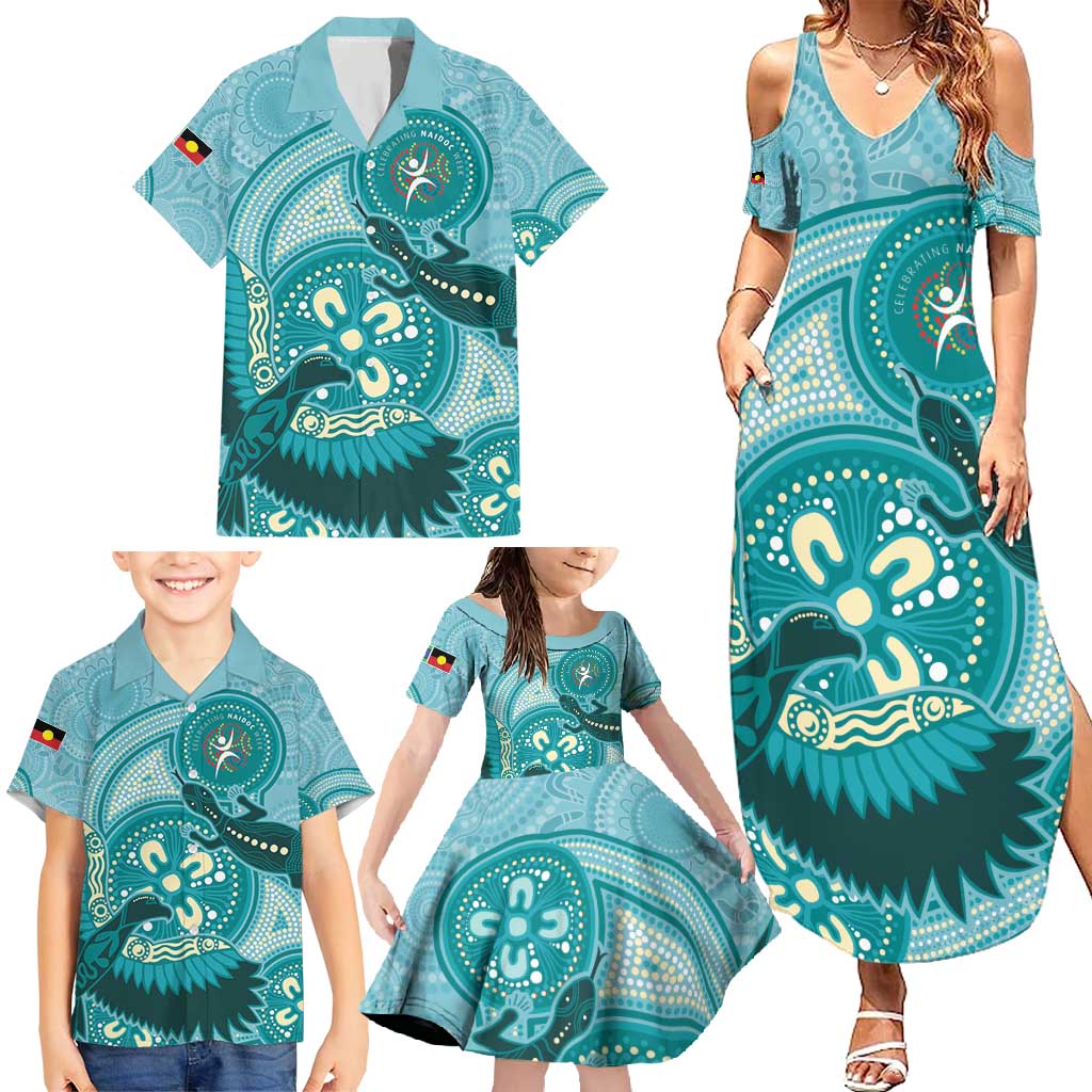 NAIDOC 2025 Strength Vision & Legacy Family Matching Summer Maxi Dress and Hawaiian Shirt Future Dreaming - Teal