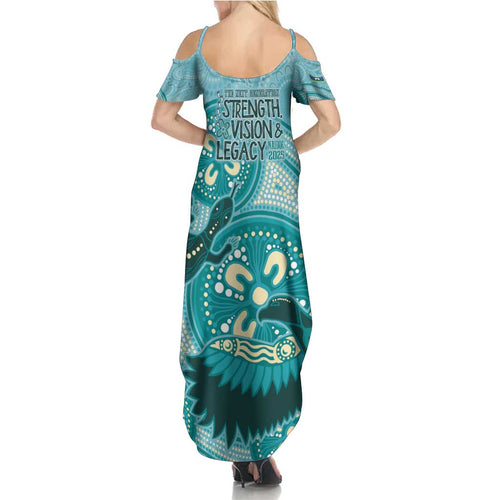 NAIDOC 2025 Strength Vision & Legacy Family Matching Summer Maxi Dress and Hawaiian Shirt Future Dreaming - Teal
