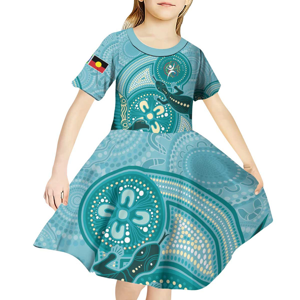 NAIDOC 2025 Strength Vision & Legacy Kid Short Sleeve Dress Future Dreaming - Teal