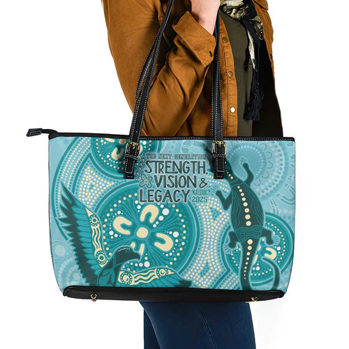 NAIDOC 2025 Strength Vision & Legacy Leather Tote Bag Future Dreaming - Teal