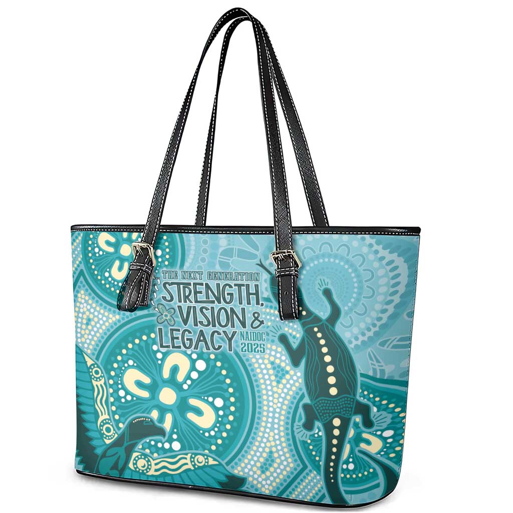 NAIDOC 2025 Strength Vision & Legacy Leather Tote Bag Future Dreaming - Teal