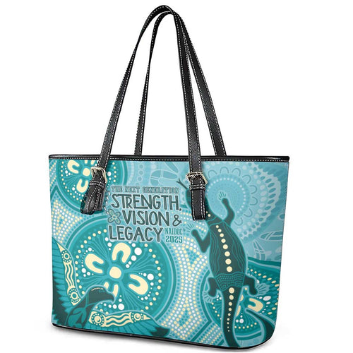 NAIDOC 2025 Strength Vision & Legacy Leather Tote Bag Future Dreaming - Teal