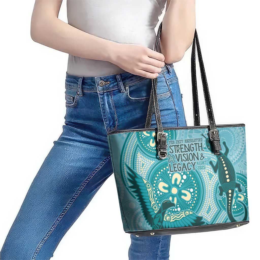NAIDOC 2025 Strength Vision & Legacy Leather Tote Bag Future Dreaming - Teal