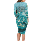 NAIDOC 2025 Strength Vision & Legacy Long Sleeve Bodycon Dress Future Dreaming - Teal