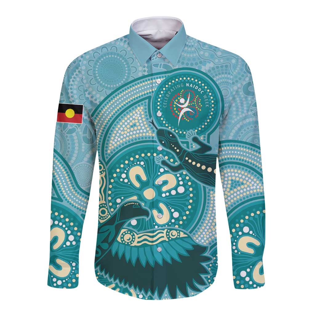 NAIDOC 2025 Strength Vision & Legacy Long Sleeve Button Shirt Future Dreaming - Teal