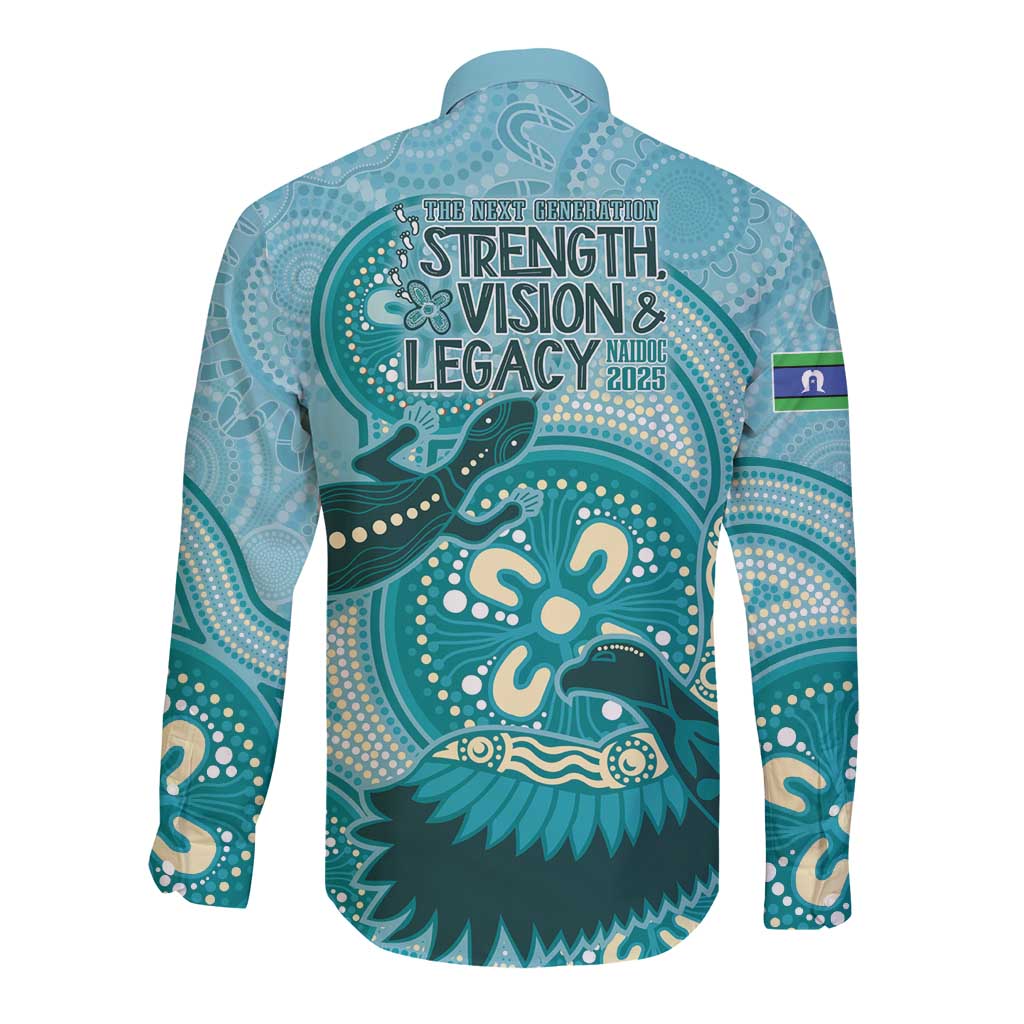 NAIDOC 2025 Strength Vision & Legacy Long Sleeve Button Shirt Future Dreaming - Teal