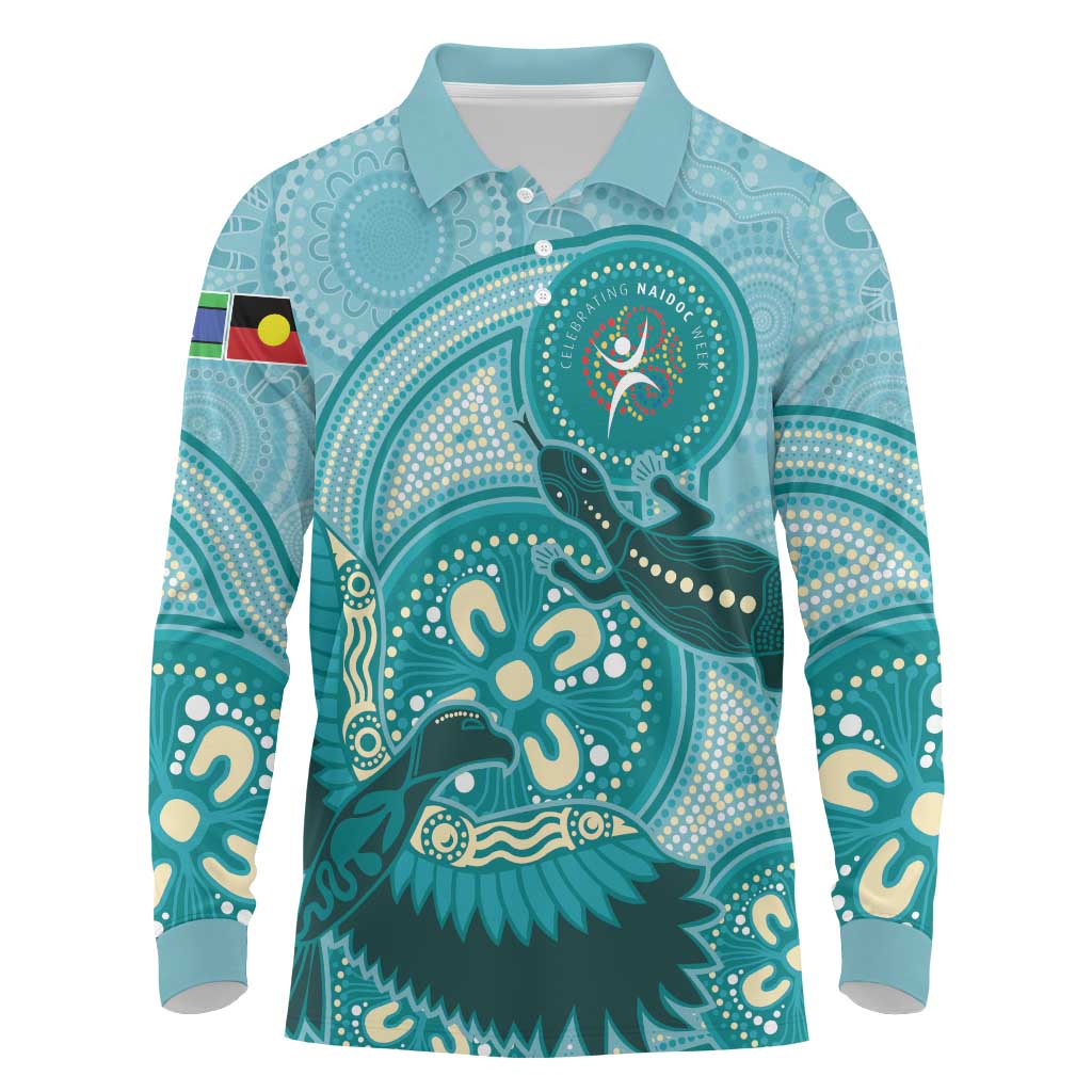 NAIDOC 2025 Strength Vision & Legacy Long Sleeve Polo Shirt Future Dreaming - Teal