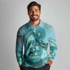 NAIDOC 2025 Strength Vision & Legacy Long Sleeve Polo Shirt Future Dreaming - Teal