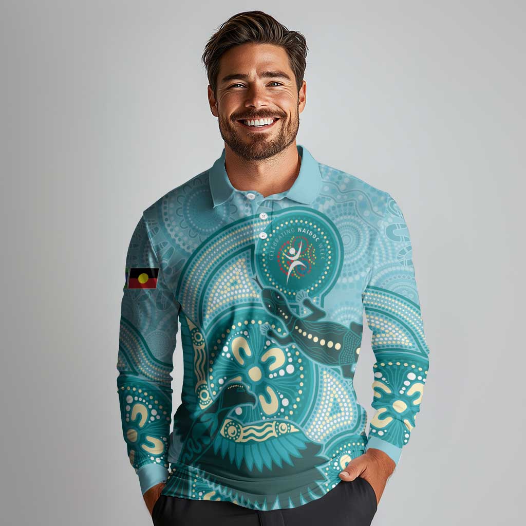 NAIDOC 2025 Strength Vision & Legacy Long Sleeve Polo Shirt Future Dreaming - Teal