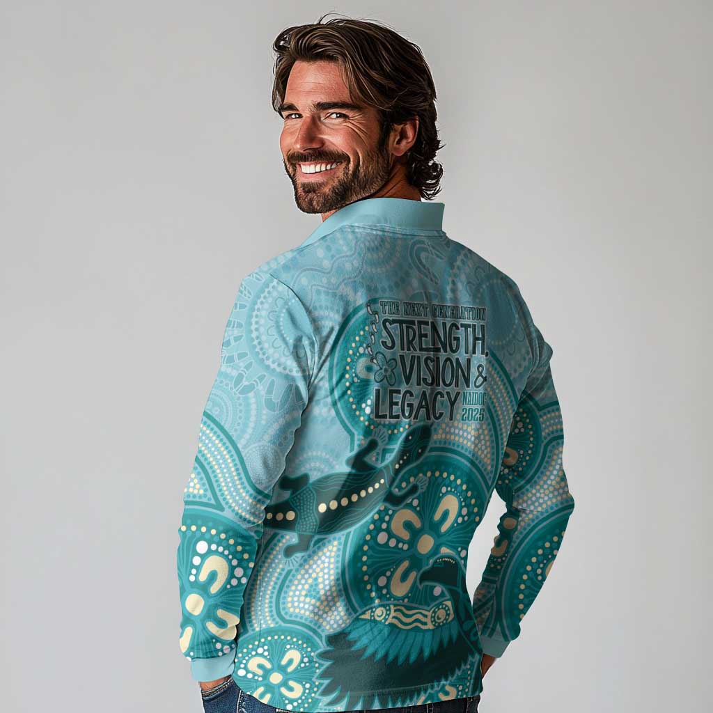 NAIDOC 2025 Strength Vision & Legacy Long Sleeve Polo Shirt Future Dreaming - Teal