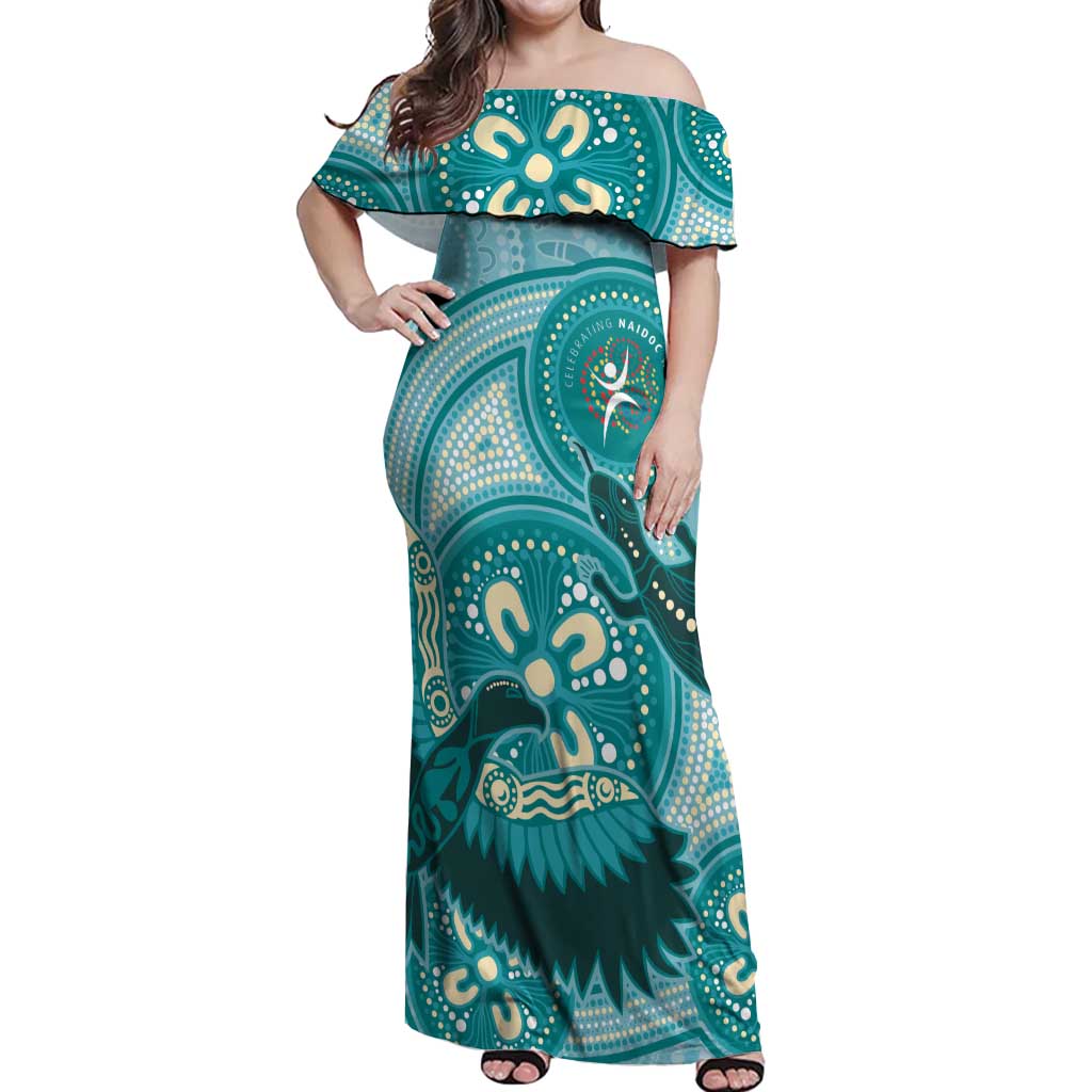 NAIDOC 2025 Strength Vision & Legacy Off Shoulder Maxi Dress Future Dreaming - Teal
