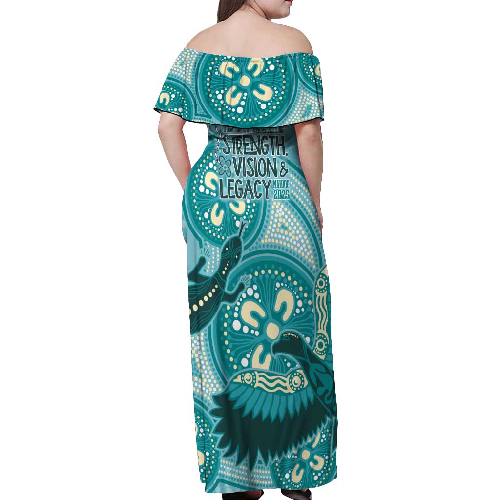 NAIDOC 2025 Strength Vision & Legacy Off Shoulder Maxi Dress Future Dreaming - Teal