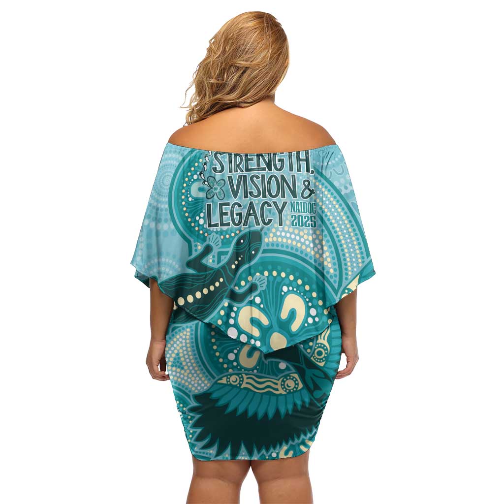 NAIDOC 2025 Strength Vision & Legacy Off Shoulder Short Dress Future Dreaming - Teal