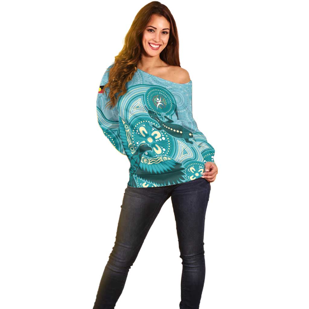 NAIDOC 2025 Strength Vision & Legacy Off Shoulder Sweater Future Dreaming - Teal