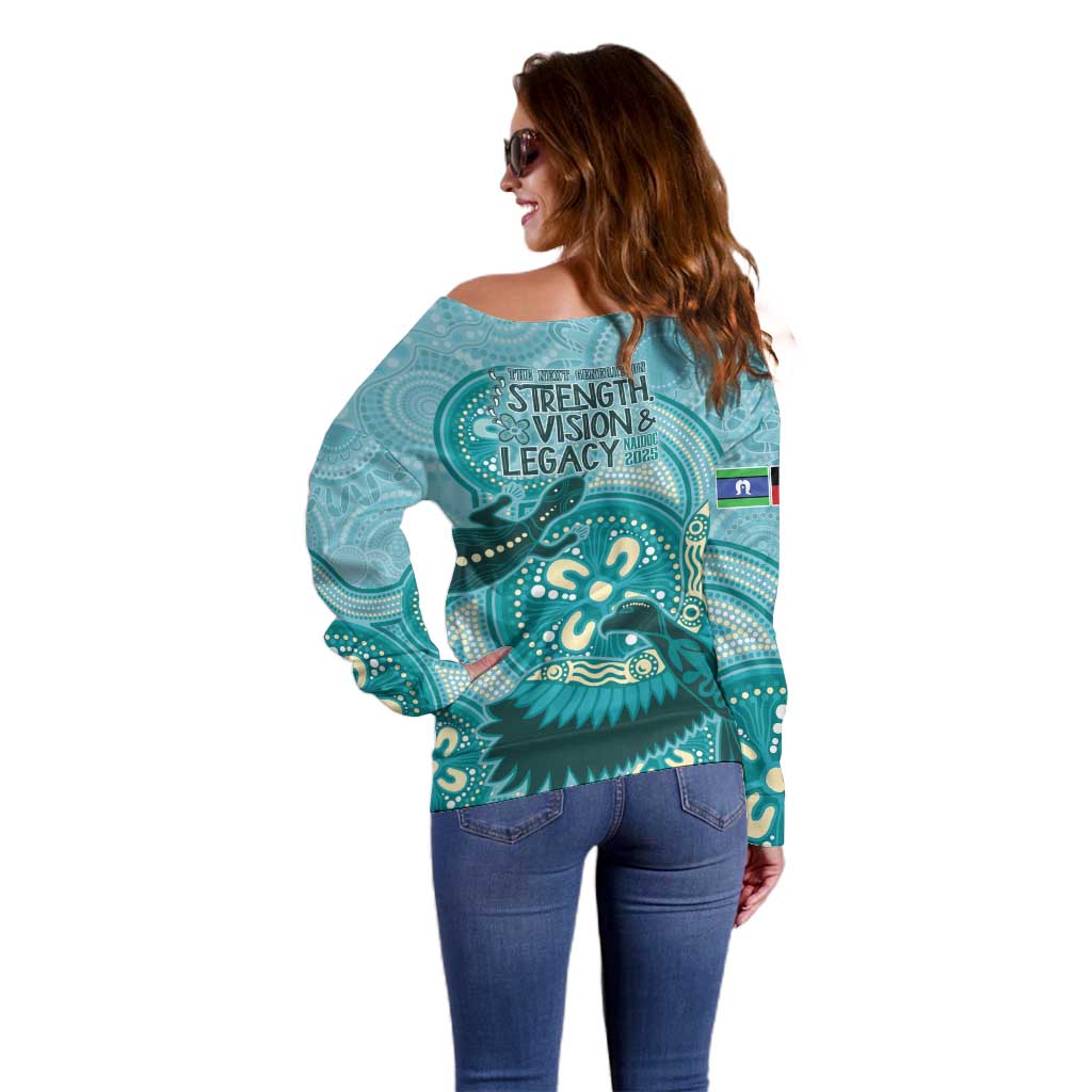 NAIDOC 2025 Strength Vision & Legacy Off Shoulder Sweater Future Dreaming - Teal