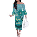 NAIDOC 2025 Strength Vision & Legacy Off The Shoulder Long Sleeve Dress Future Dreaming - Teal
