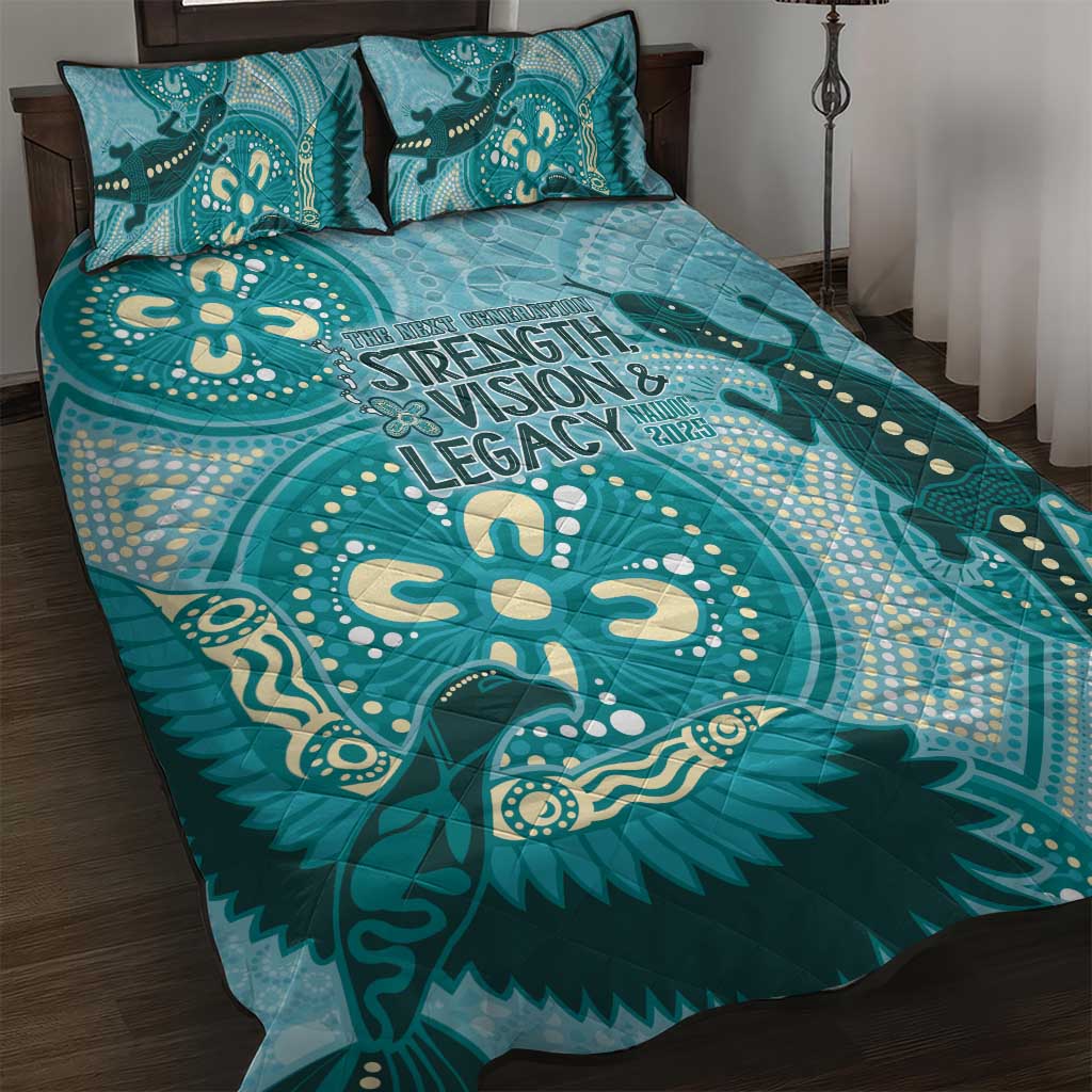 NAIDOC 2025 Strength Vision & Legacy Quilt Bed Set Future Dreaming - Teal