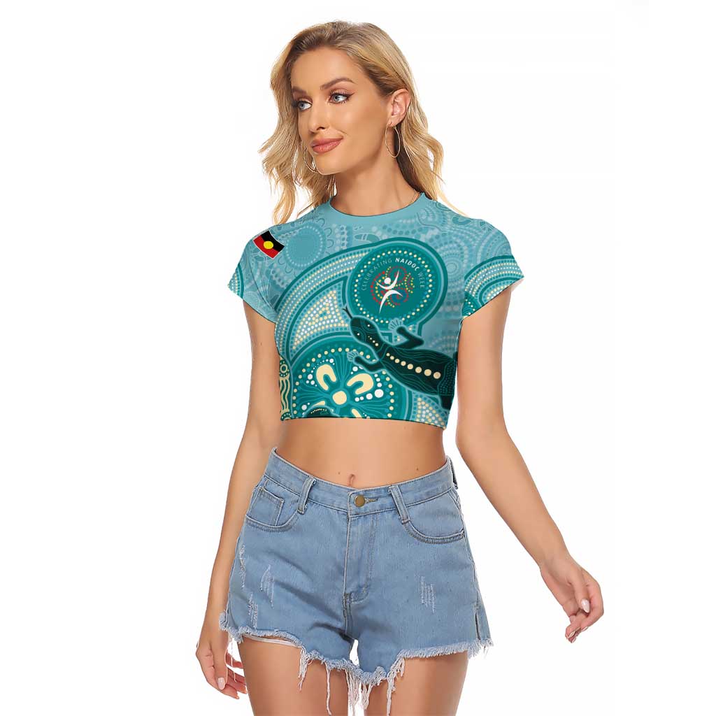 NAIDOC 2025 Strength Vision & Legacy Raglan Cropped T Shirt Future Dreaming - Teal