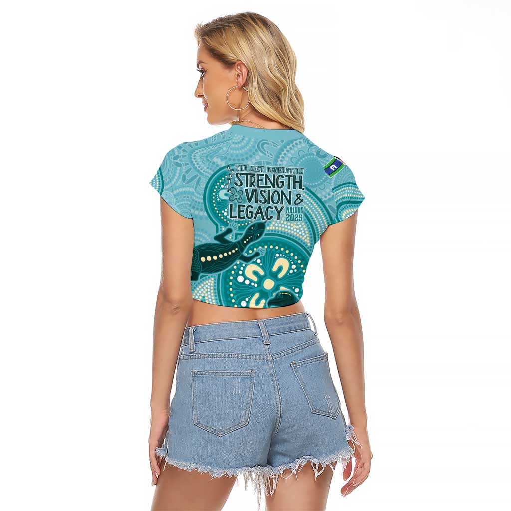 NAIDOC 2025 Strength Vision & Legacy Raglan Cropped T Shirt Future Dreaming - Teal