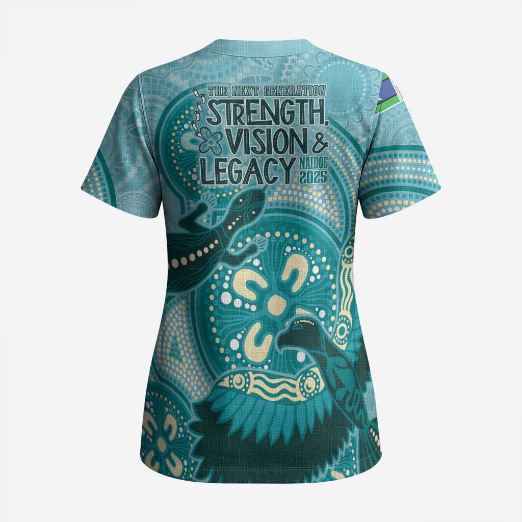 NAIDOC 2025 Strength Vision & Legacy Scrub Top Future Dreaming - Teal - Aussie Hoodie
