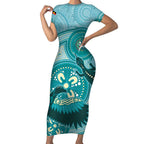 NAIDOC 2025 Strength Vision & Legacy Short Sleeve Bodycon Dress Future Dreaming - Teal