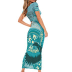 NAIDOC 2025 Strength Vision & Legacy Short Sleeve Bodycon Dress Future Dreaming - Teal