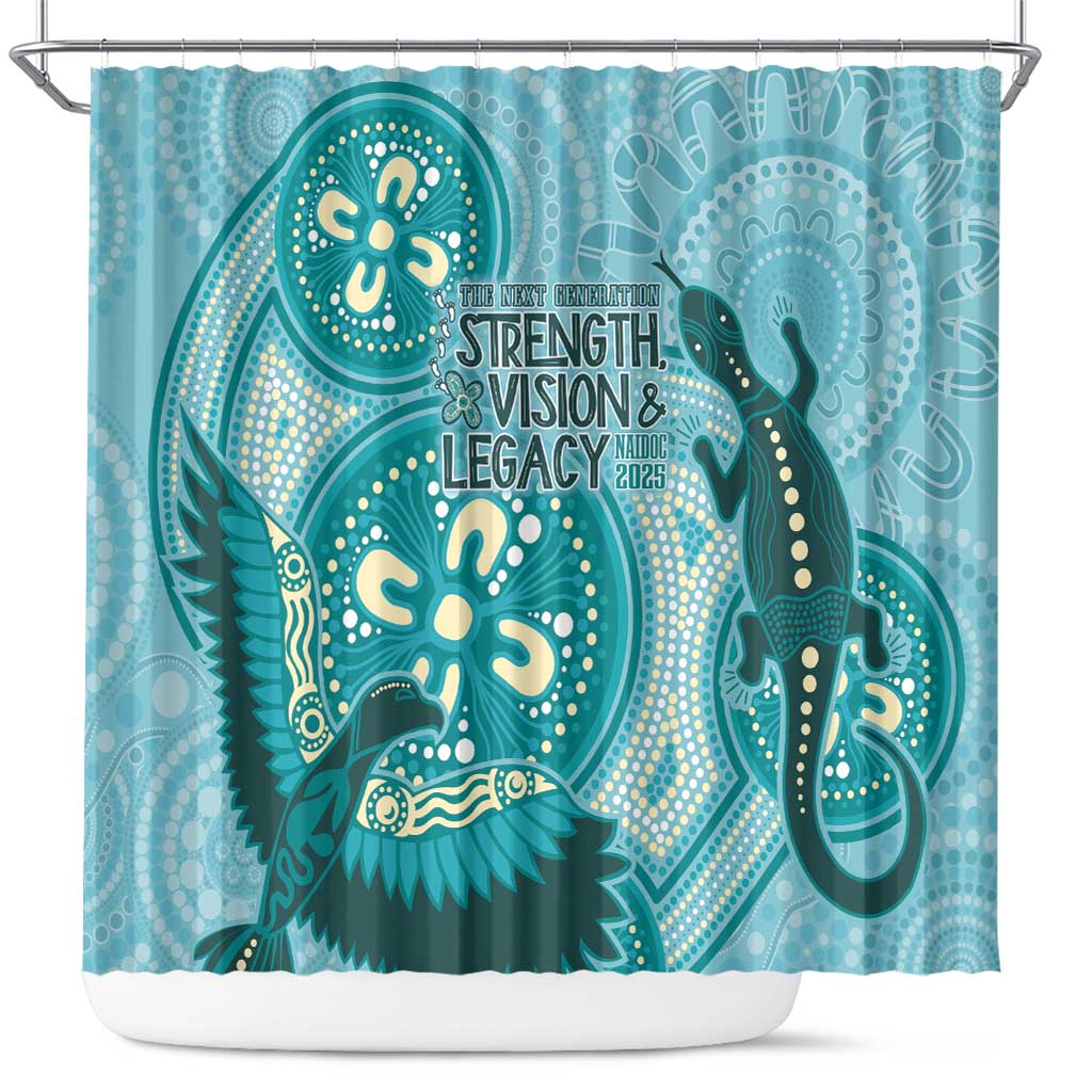 NAIDOC 2025 Strength Vision & Legacy Shower Curtain Future Dreaming - Teal