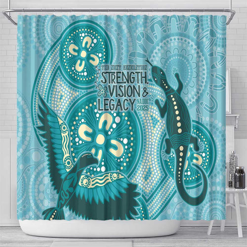 NAIDOC 2025 Strength Vision & Legacy Shower Curtain Future Dreaming - Teal