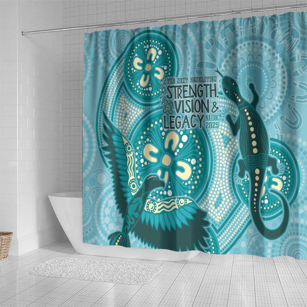 NAIDOC 2025 Strength Vision & Legacy Shower Curtain Future Dreaming - Teal