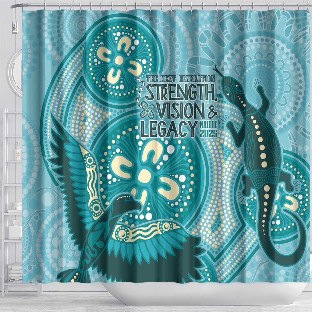 NAIDOC 2025 Strength Vision & Legacy Shower Curtain Future Dreaming - Teal