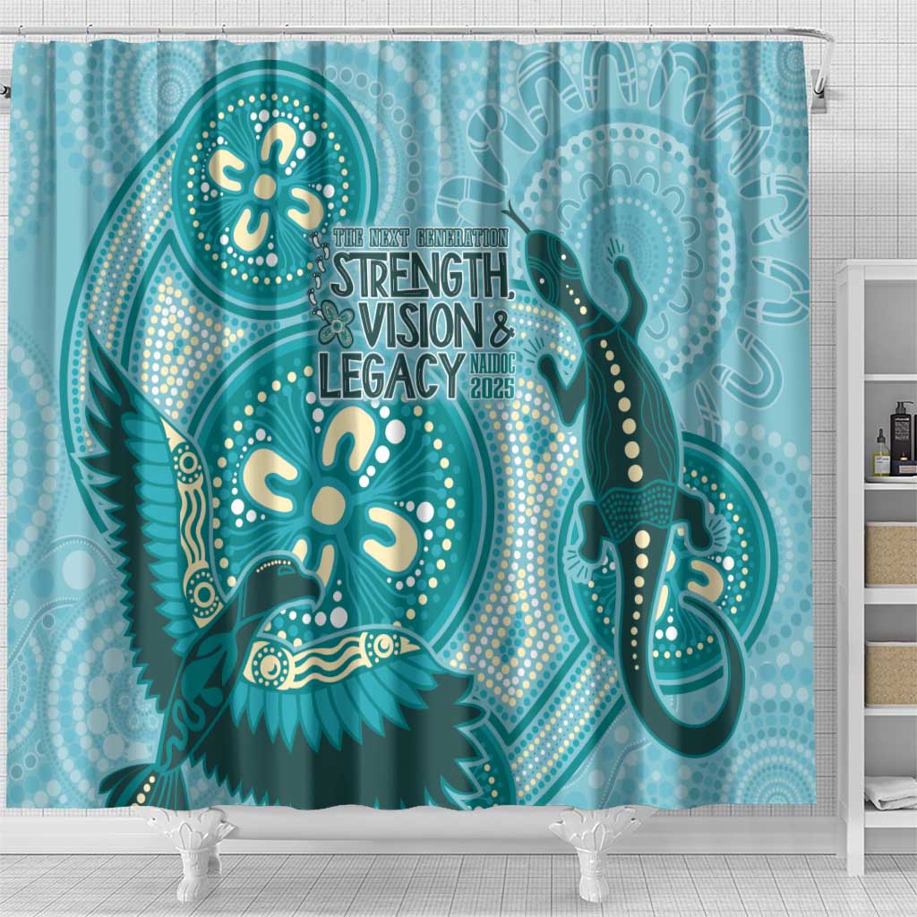 NAIDOC 2025 Strength Vision & Legacy Shower Curtain Future Dreaming - Teal