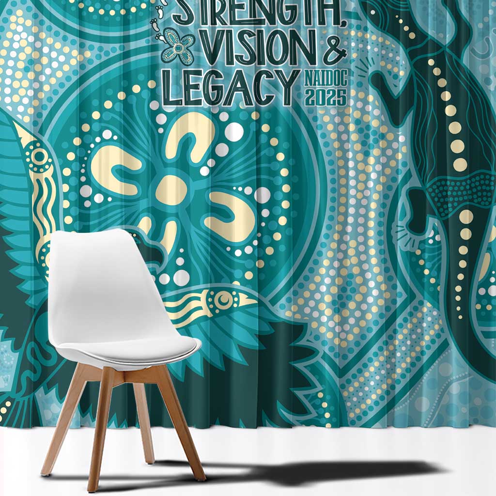 NAIDOC 2025 Strength Vision & Legacy Window Curtain Future Dreaming - Teal