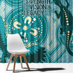 NAIDOC 2025 Strength Vision & Legacy Window Curtain Future Dreaming - Teal