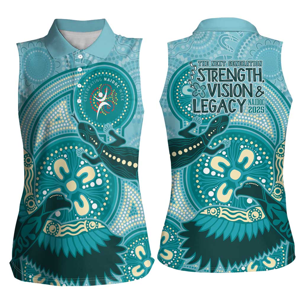 NAIDOC 2025 Strength Vision & Legacy Women Sleeveless Polo Shirt Future Dreaming - Teal