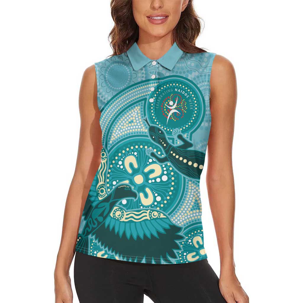 NAIDOC 2025 Strength Vision & Legacy Women Sleeveless Polo Shirt Future Dreaming - Teal