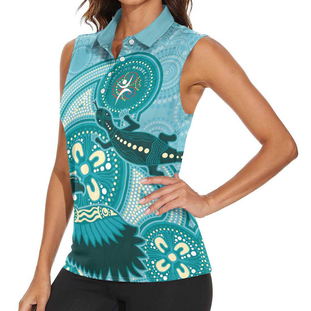 NAIDOC 2025 Strength Vision & Legacy Women Sleeveless Polo Shirt Future Dreaming - Teal