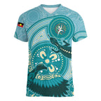 NAIDOC 2025 Strength Vision & Legacy Women V-Neck T-Shirt Future Dreaming - Teal