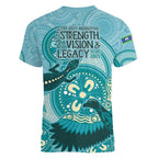 NAIDOC 2025 Strength Vision & Legacy Women V-Neck T-Shirt Future Dreaming - Teal