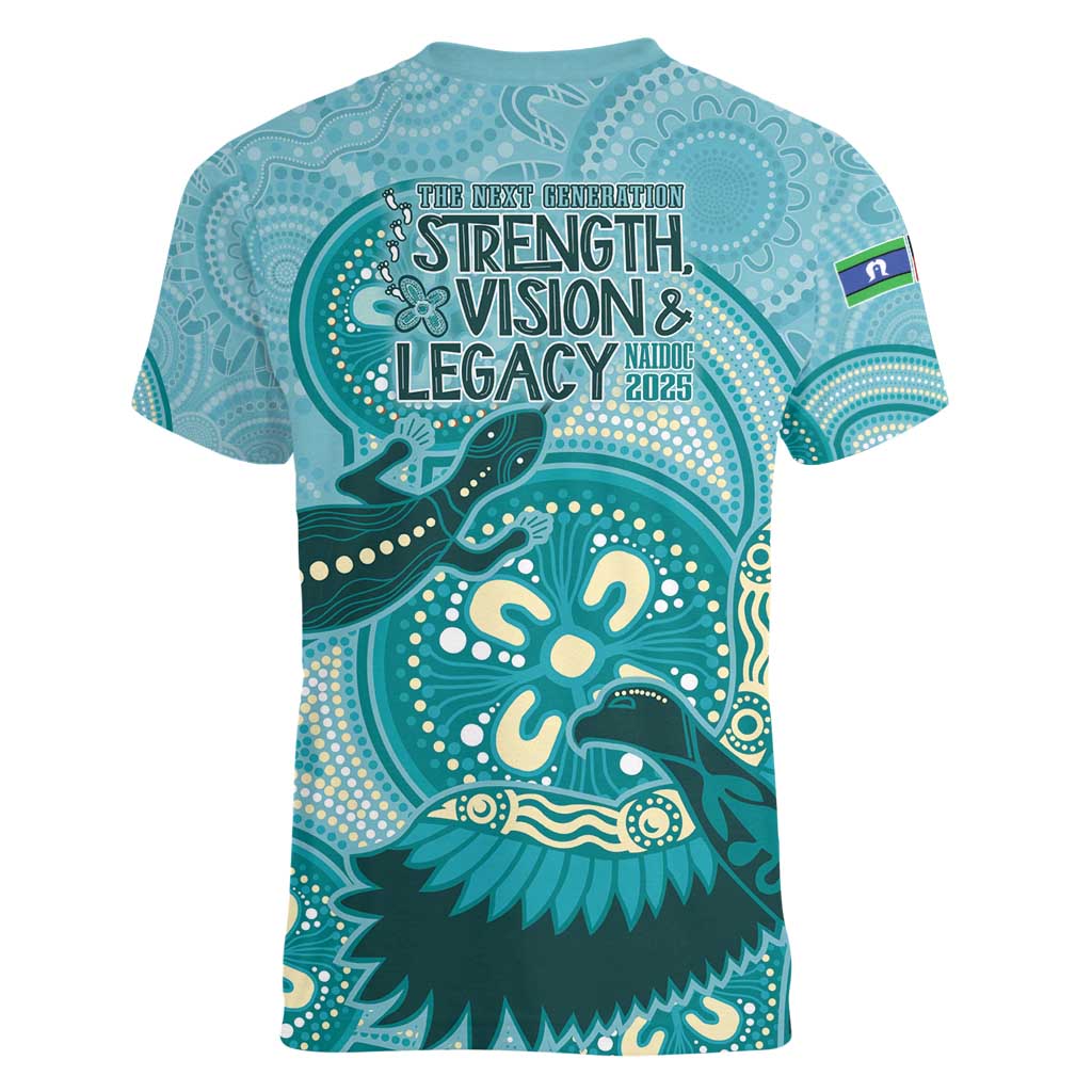 NAIDOC 2025 Strength Vision & Legacy Women V-Neck T-Shirt Future Dreaming - Teal