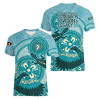 NAIDOC 2025 Strength Vision & Legacy Women V-Neck T-Shirt Future Dreaming - Teal