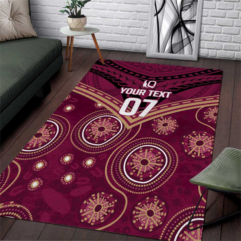 Personalized Australia QLD Maroons Area Rug Indigenous Aboriginal Mix Polynesian Motifs