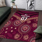 Personalized Australia QLD Maroons Area Rug Indigenous Aboriginal Mix Polynesian Motifs