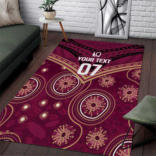 Personalized Australia QLD Maroons Area Rug Indigenous Aboriginal Mix Polynesian Motifs