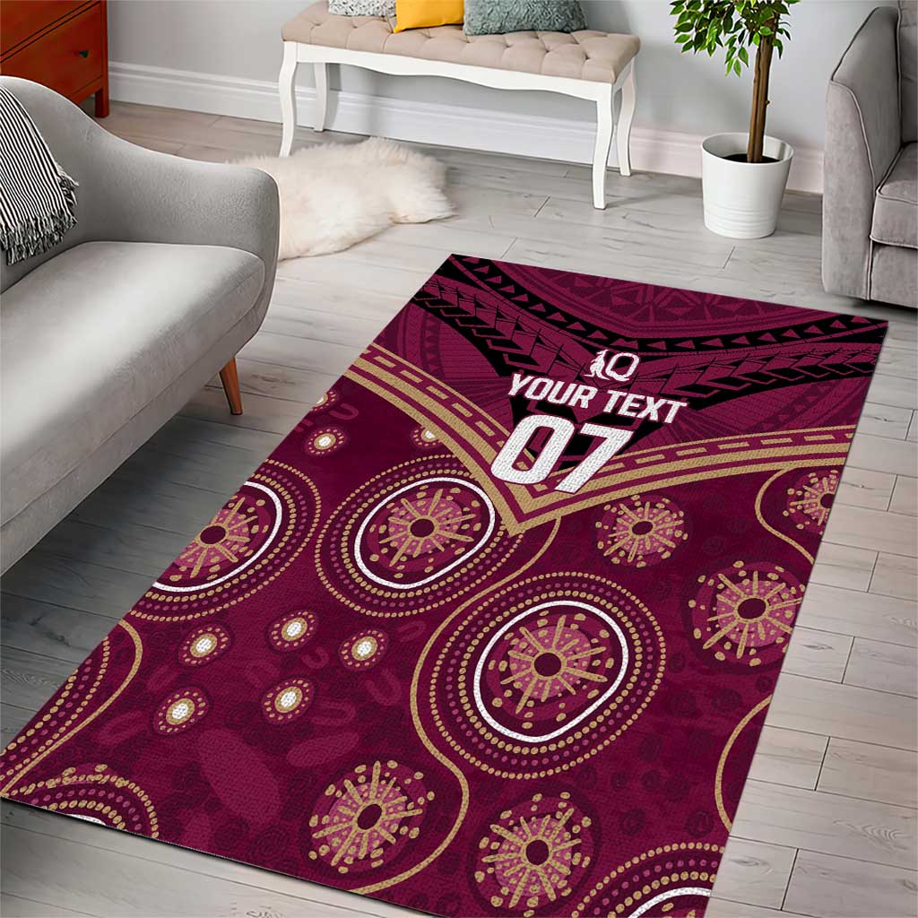 Personalized Australia QLD Maroons Area Rug Indigenous Aboriginal Mix Polynesian Motifs