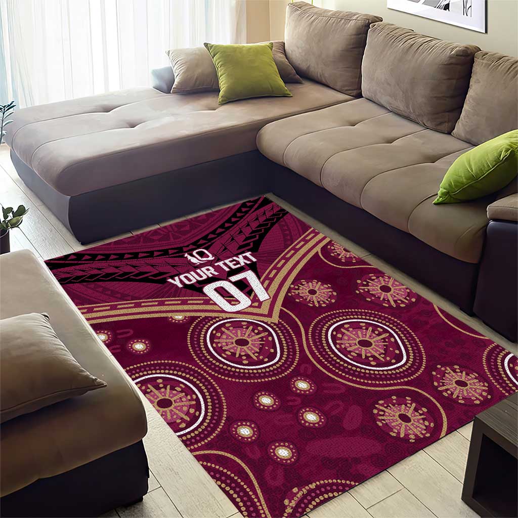 Personalized Australia QLD Maroons Area Rug Indigenous Aboriginal Mix Polynesian Motifs