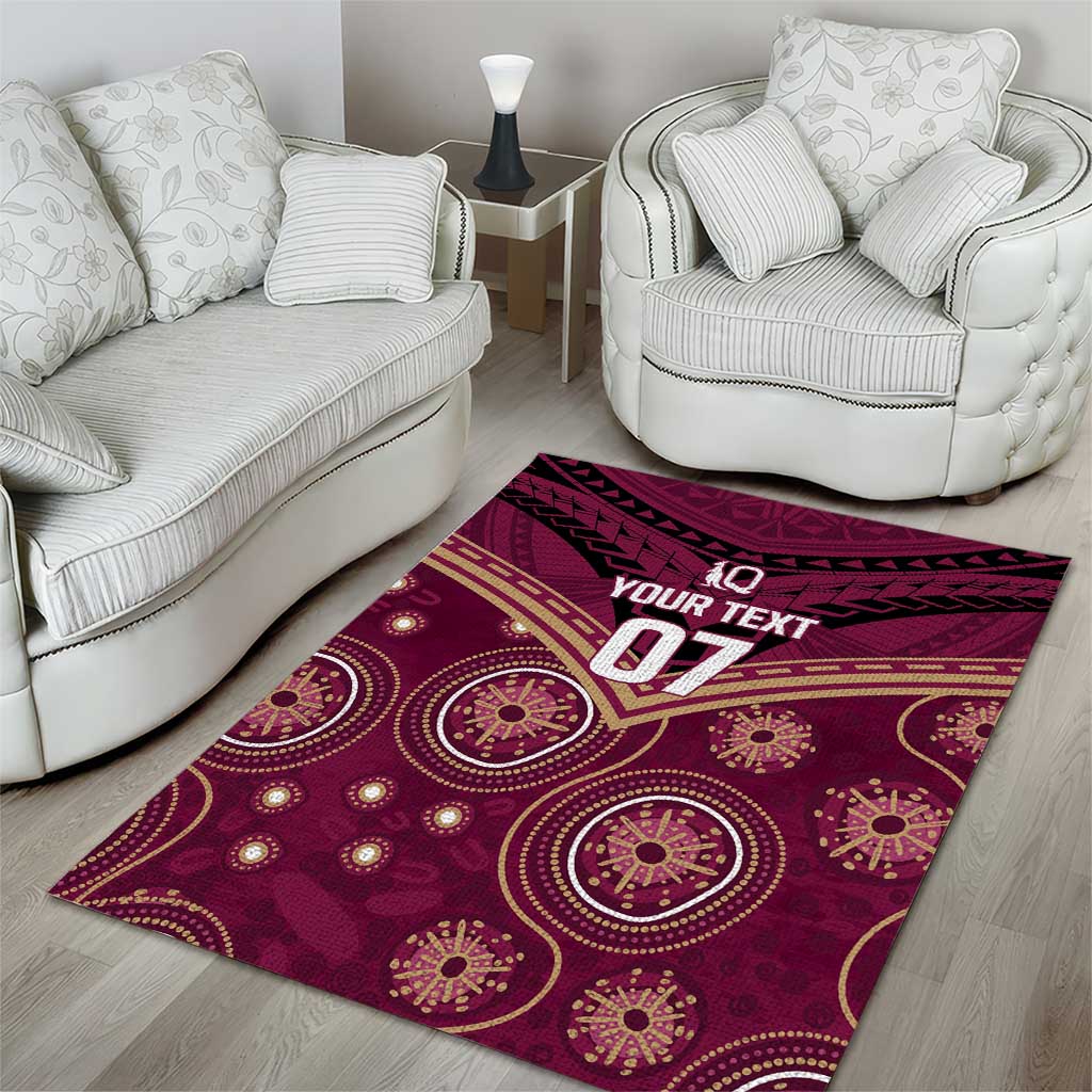 Personalized Australia QLD Maroons Area Rug Indigenous Aboriginal Mix Polynesian Motifs