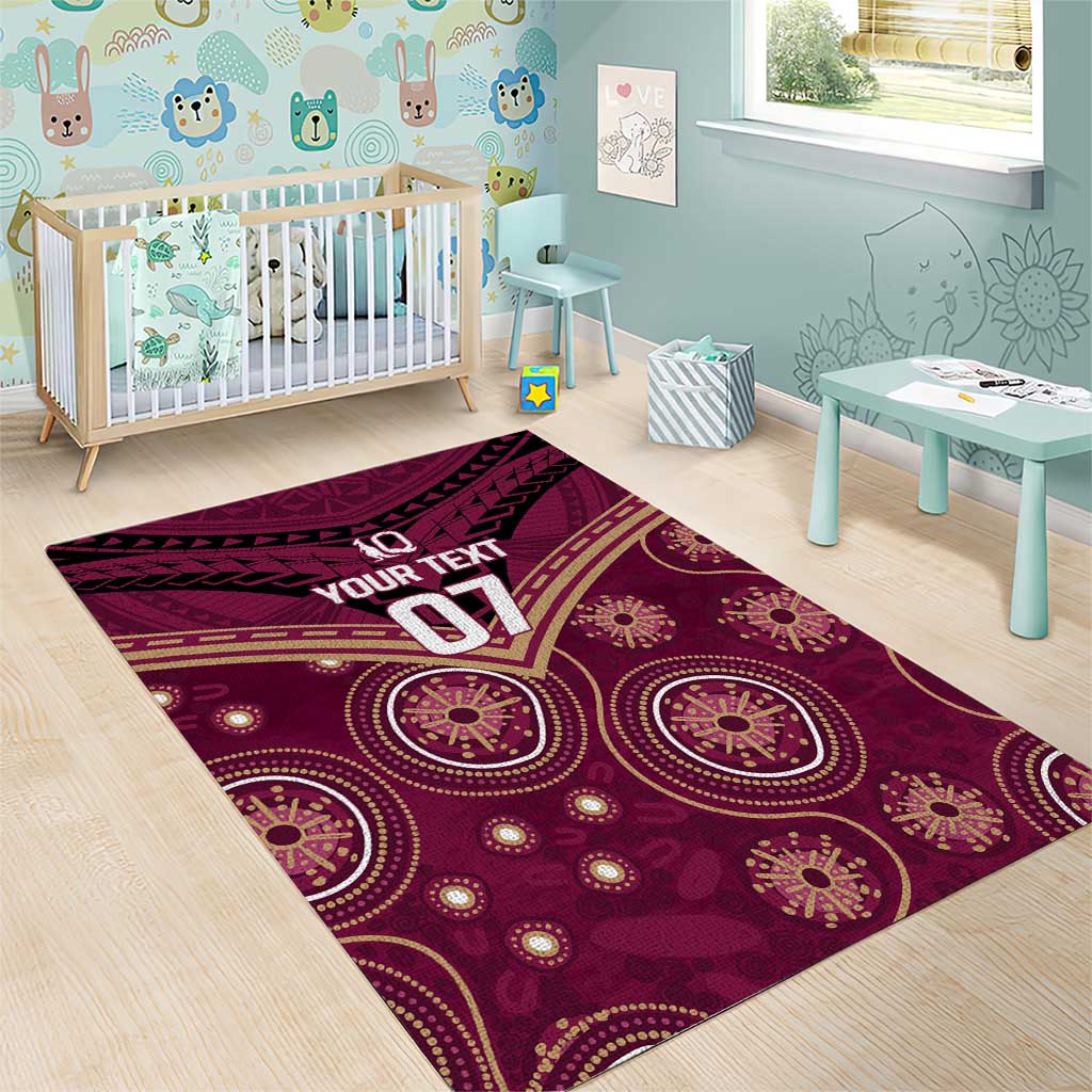 Personalized Australia QLD Maroons Area Rug Indigenous Aboriginal Mix Polynesian Motifs